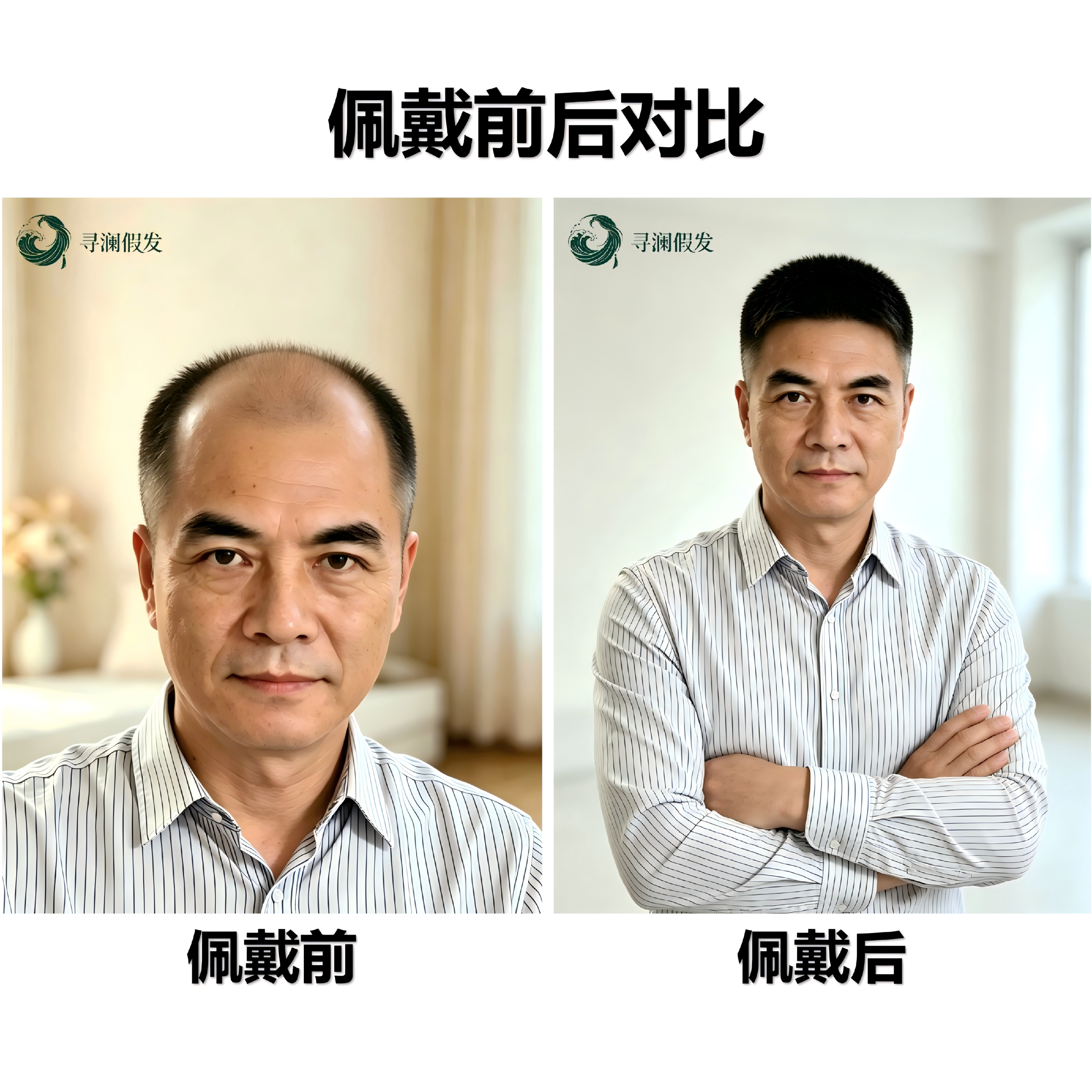 中青年男士假发圆寸直发片轻薄无痕头顶补发片花白增发量自然款