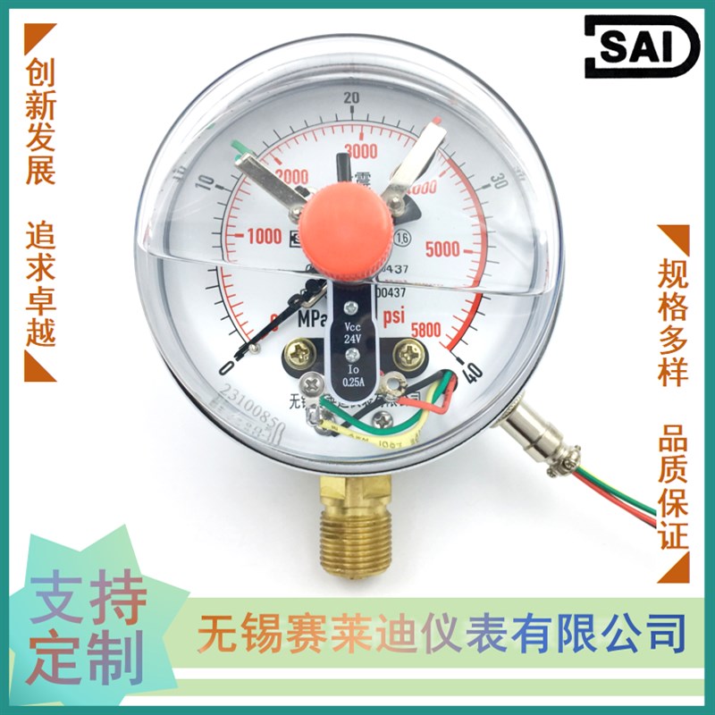 无锡赛莱迪仪表 径向耐震电接点压力表YNXC-100 24V抗震充油