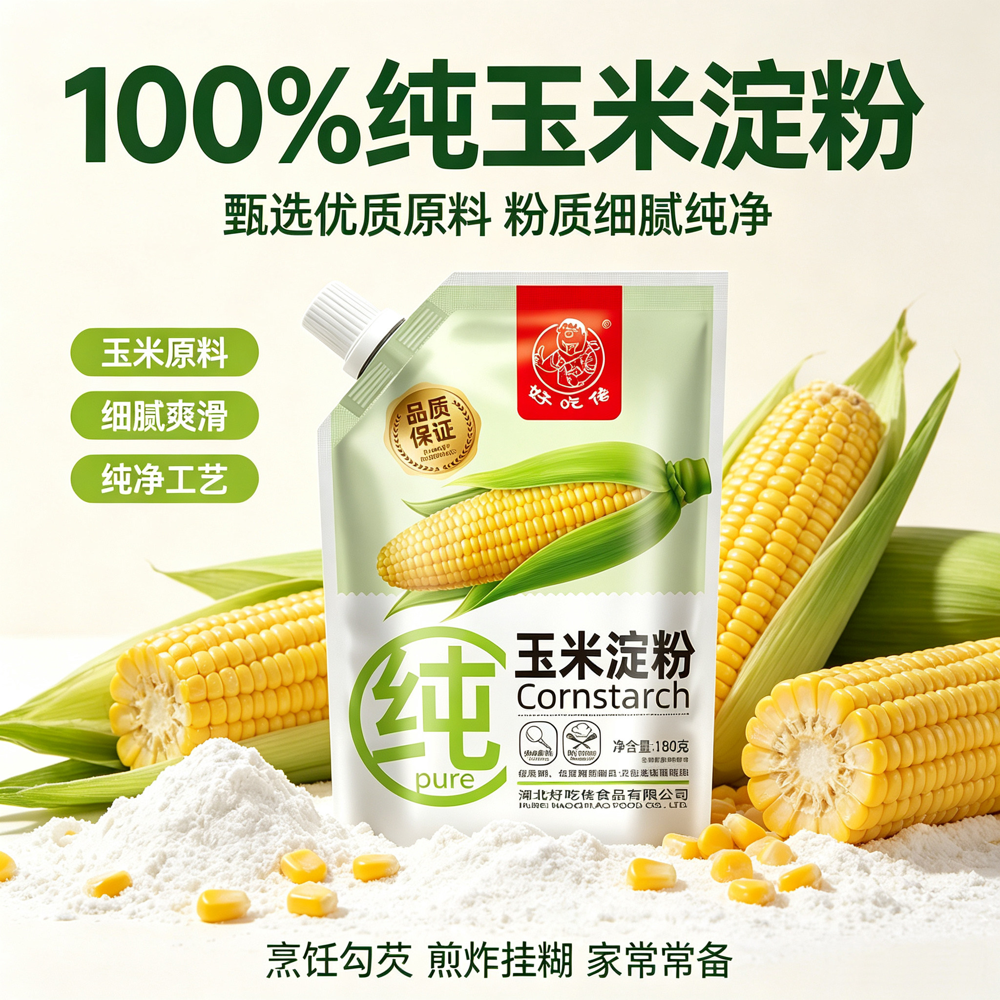 好吃佬高品质一级玉米淀粉袋装180g粉质细腻柔滑不结块勾芡烘焙用