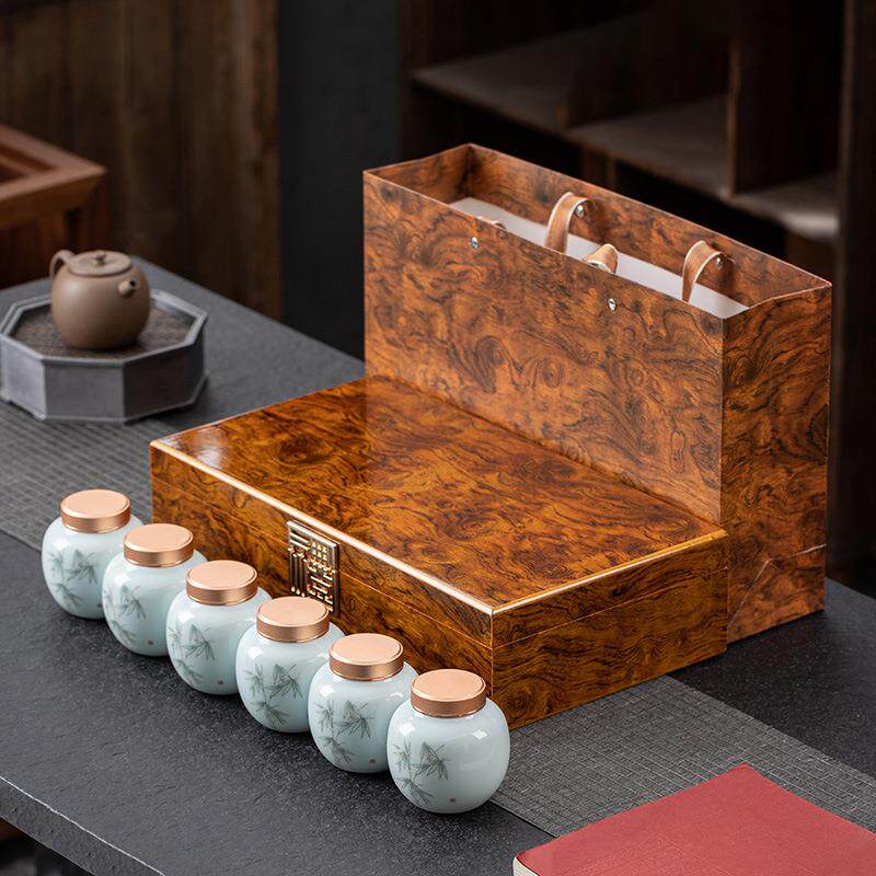 茶叶罐陶瓷小罐茶合金盖绿茶白茶白毫银针小号罐茶叶包装盒礼盒