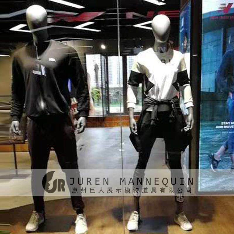 模特道具女运动服装展示架背心男站立全身假人背手肌肉人偶玻璃钢
