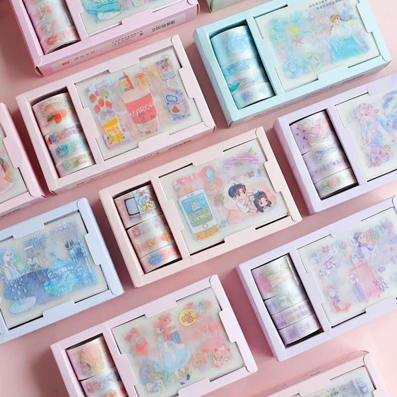 乐小七16入磨砂手账和纸胶带贴纸少女风景人物学生本日记装饰贴画