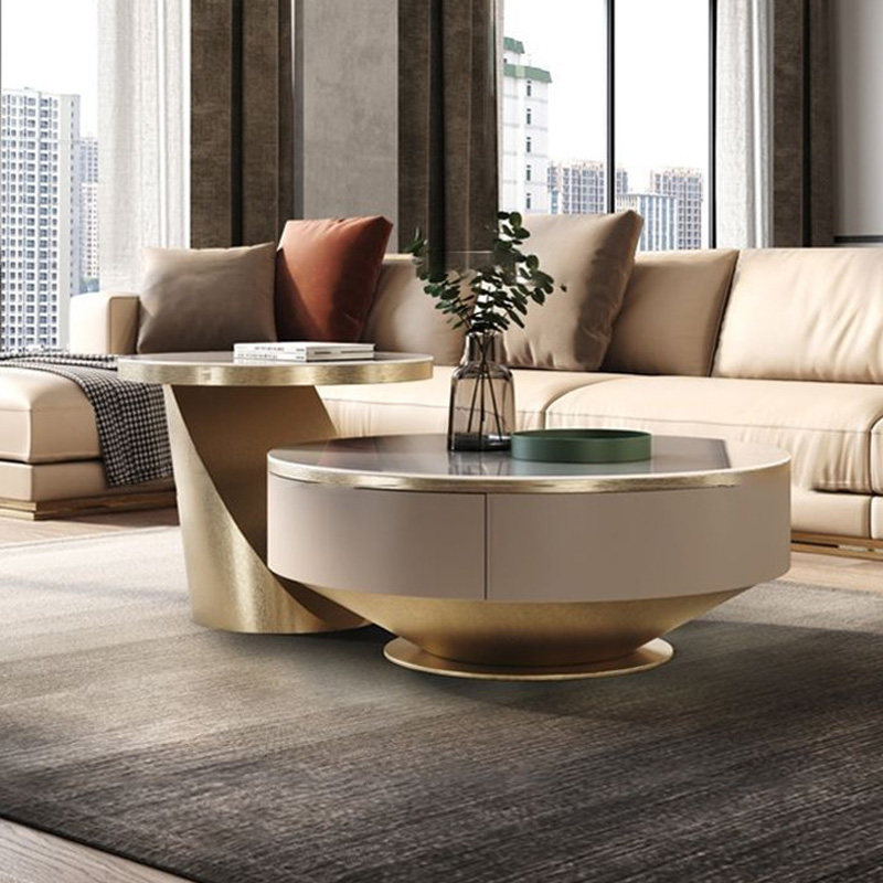 茶几边几电视机柜组合轻奢岩板高级感创意佛山移动式客厅2023新款