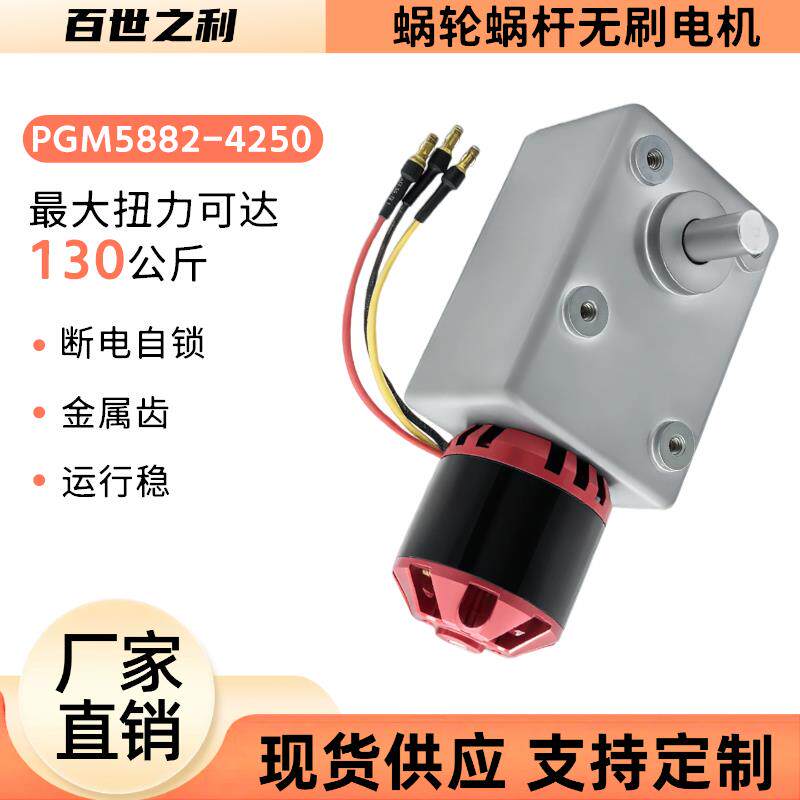 5882-4250蜗轮蜗杆无刷马达大扭矩断电自锁12V24V直流减速马达