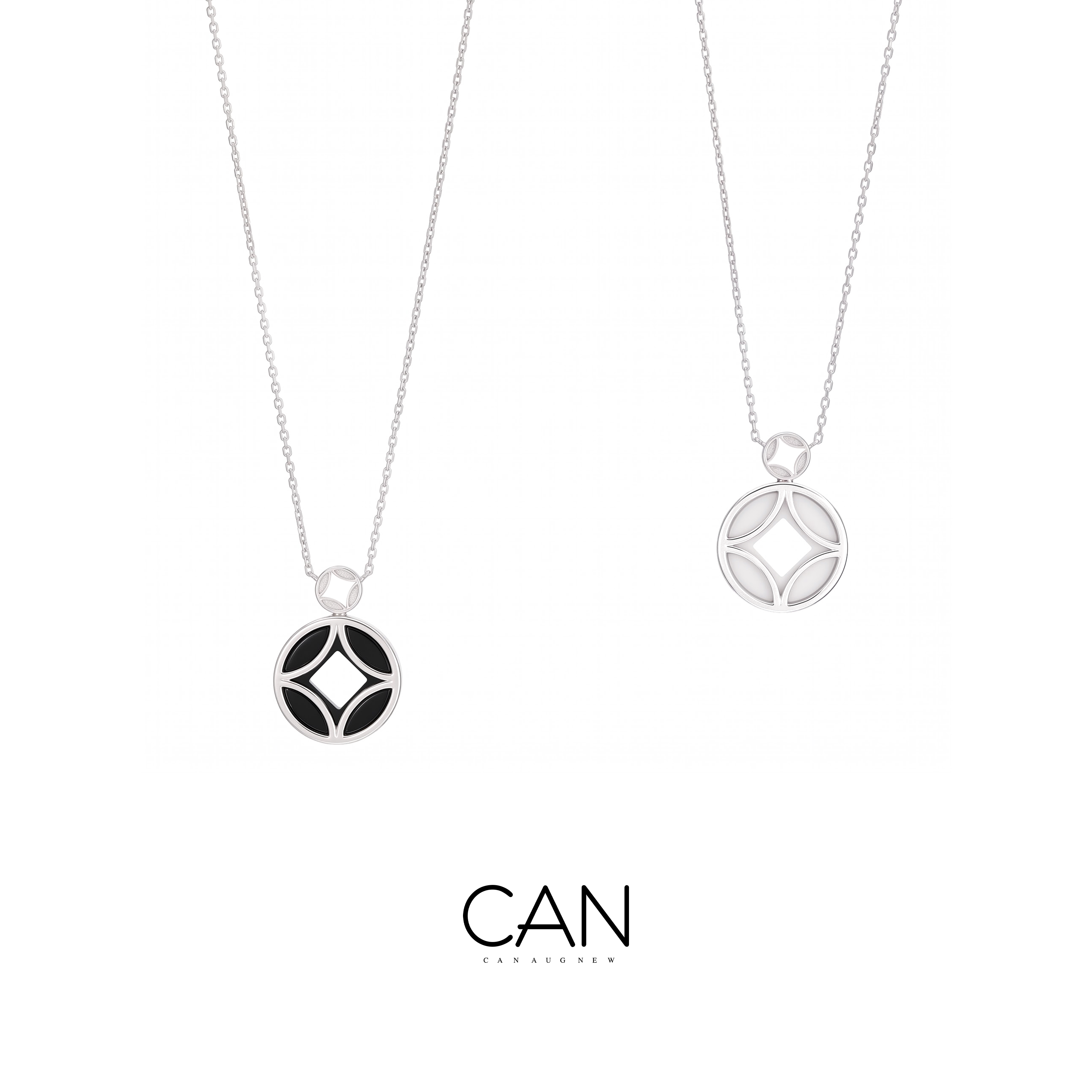 CAN璨 黑白陶瓷银项链锁骨链项链