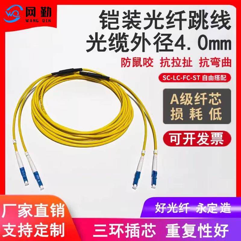 网勤光纤跳线铠装SC-SC转LC-FC-ST单模跳线单芯光纤线网路延长线