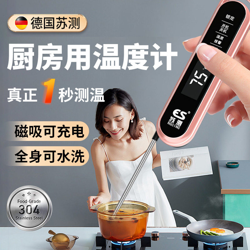 德国苏测家用温度计高精度磁吸测温仪测量测水温充电测量计探针式