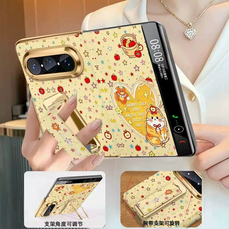 【翻盖腕带支架】油画心猫猫黄适用华为PURAXMAX手机壳puraXmax典藏版新款高颜值好看卡通可爱小清新全包防摔