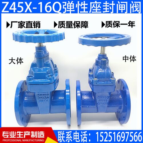 Z45X-16Q弹性座封闸阀弹性座封暗杆闸阀法兰软密封闸阀DN50 65 80