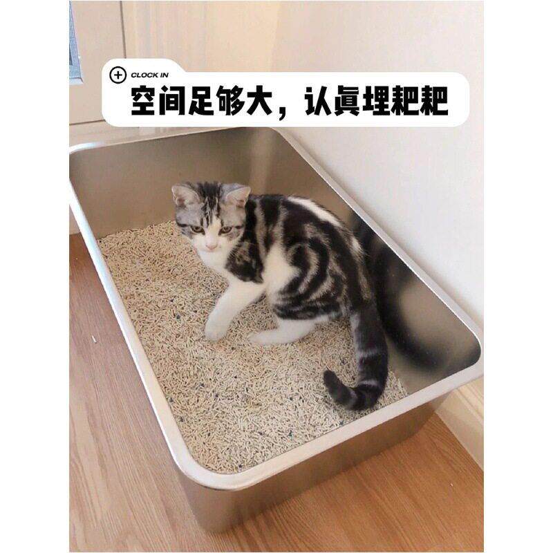 不锈钢盆猫砂盆带把手方盆食堂打饭打菜盆长方形加深方型四方盒子