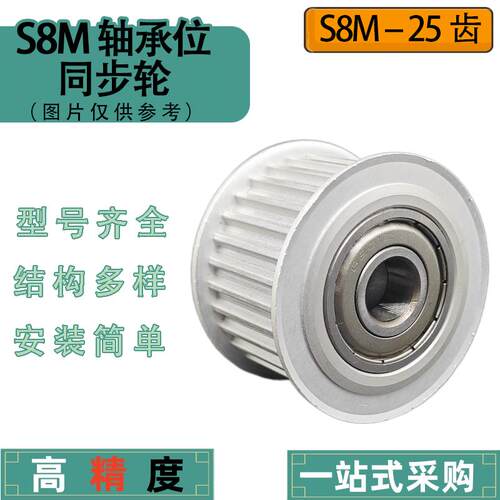 同步带轮S8M25齿两边轴承 涨紧轮 调节导向轮惰轮