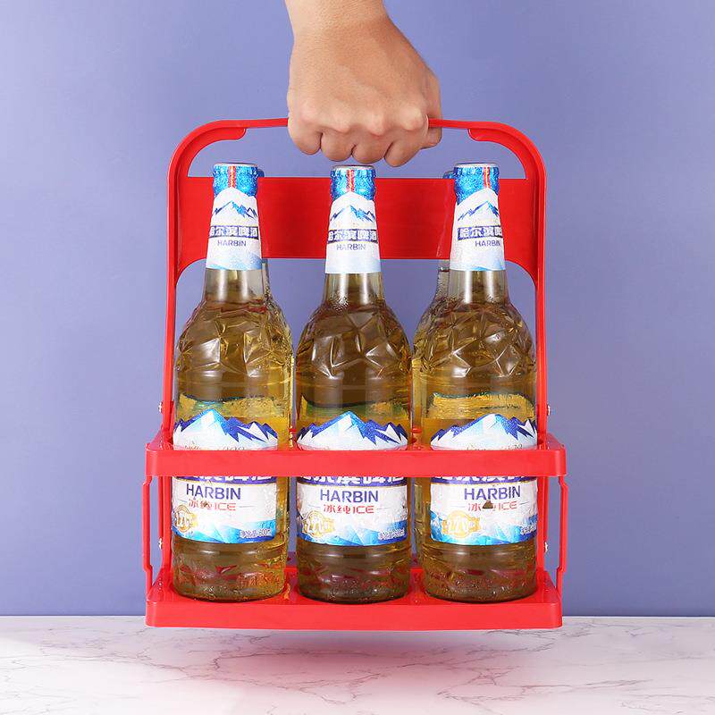 A5L提啤酒架筐塑料提篮ktv可折叠酒架便携式拎架6瓶装吧框红酒筐