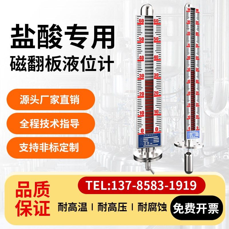 盐酸专用磁翻板液位计磁性开关磁浮子水位计传感器远传液位计浮球