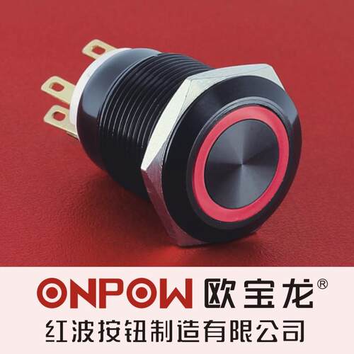 ONPOW中国红波欧宝龙LAS1GQ金属启动防水按钮开 ??关环形带灯 1
