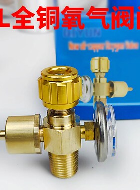 氧气阀门2升全铜阀带开关压力表小氧气瓶L便携式氧气焊具五金配件