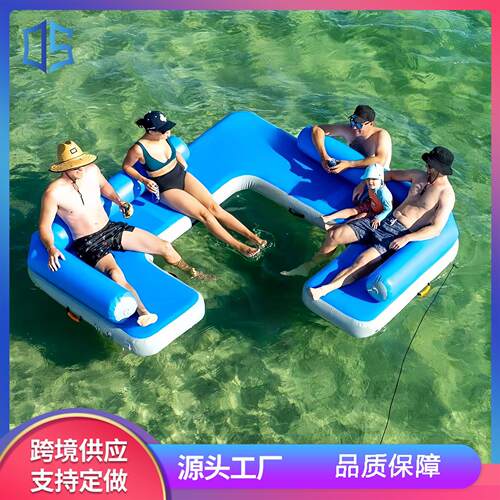 新款水上充气浮台休闲娱乐沙发漂浮垫多人漂浮海上排浮床