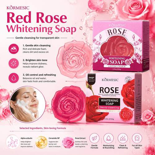 跨境菲律宾红色玫瑰香皂Soap清洁手工皂100g