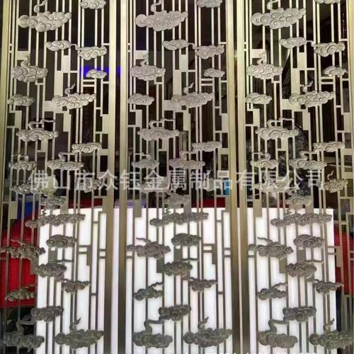304不锈钢屏风隔断拉丝黑钛仿铜浮雕背景墙金属屏风源头工厂
