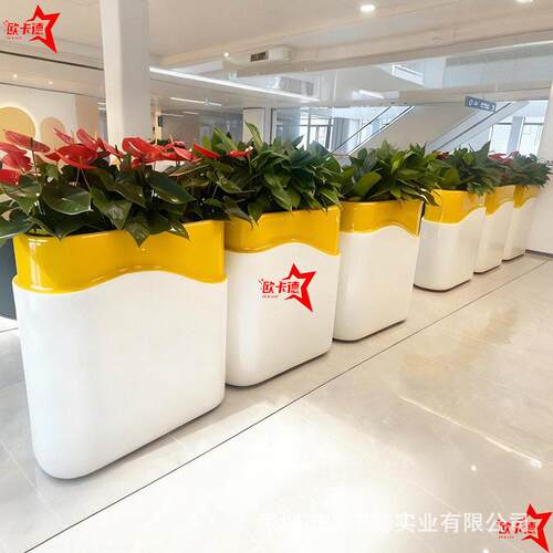 玻璃钢组合异形花盆简约美陈花器绿植商场酒店医院装饰摆件落地大