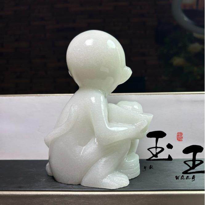 玉石阿富汗白玉生肖后猴摆件工艺品奇石原石石雕居家办公乔迁送礼