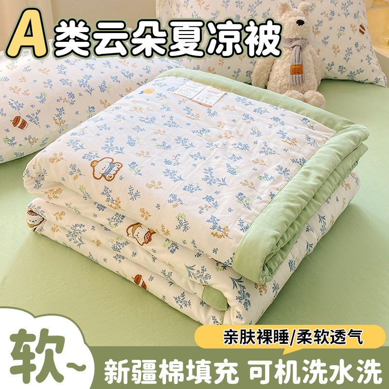 新疆棉花夏被家用宿舍夏凉被水洗布印花空调被子田园风可爱y