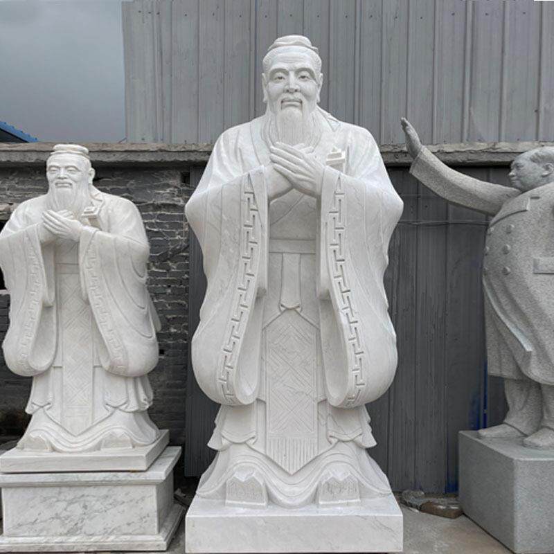 石雕孔子汉白玉孔子雕像花岗岩校园孔子大理石名人半身胸像雕塑