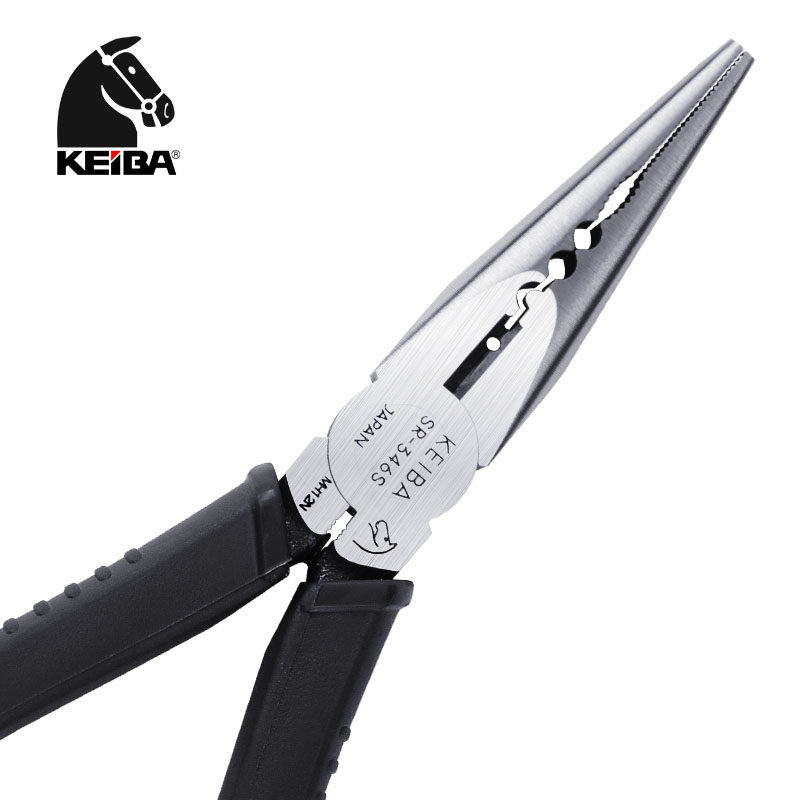 日本马牌KEIBA SR-346S尖嘴钳 高碳钢合金轴适用多用途电工