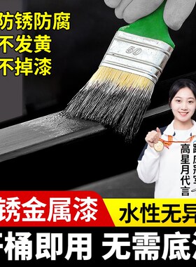 水性金属漆防锈漆免除锈栏杆铁门油漆翻新防腐家用自刷涂料黑色漆