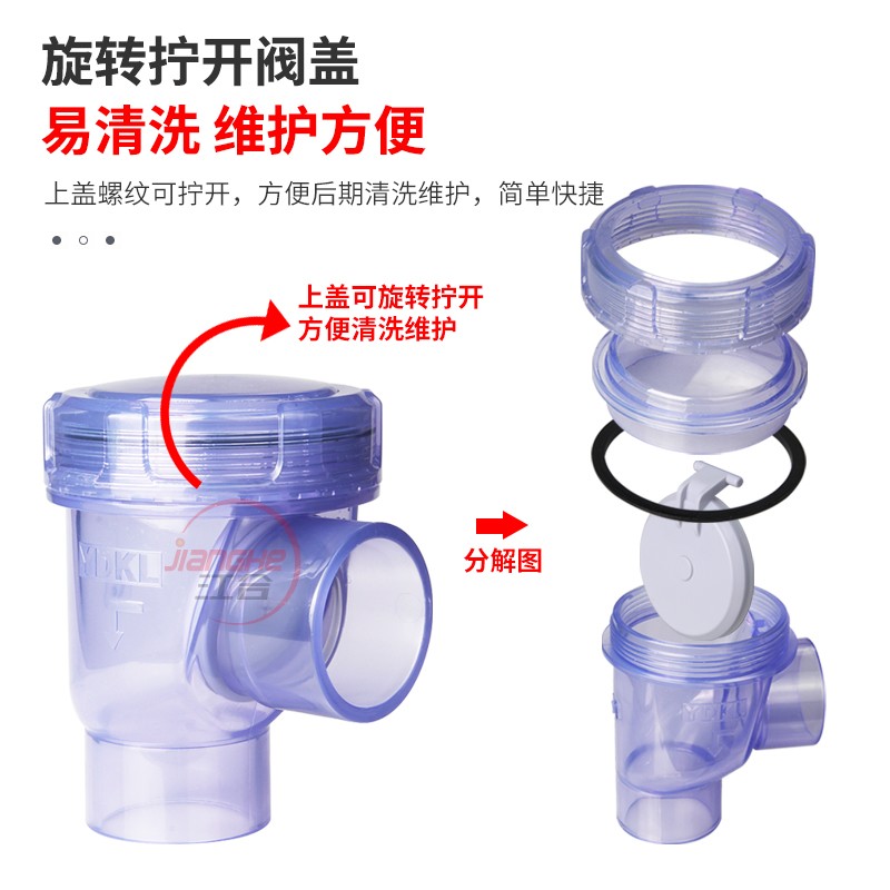 厨房防反水止回阀PVC透明下水管道防返水溢止逆回阀单向阀防倒灌