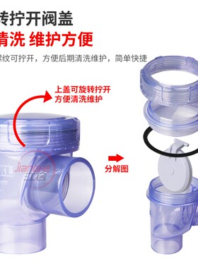 厨房防反水止回阀PVC透明下水管道防返水溢止逆回阀单向阀防倒灌