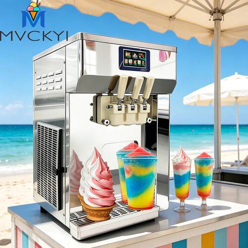 2合1冰淇淋冷饮一体机 soft ice cream machine雪融冰激凌机