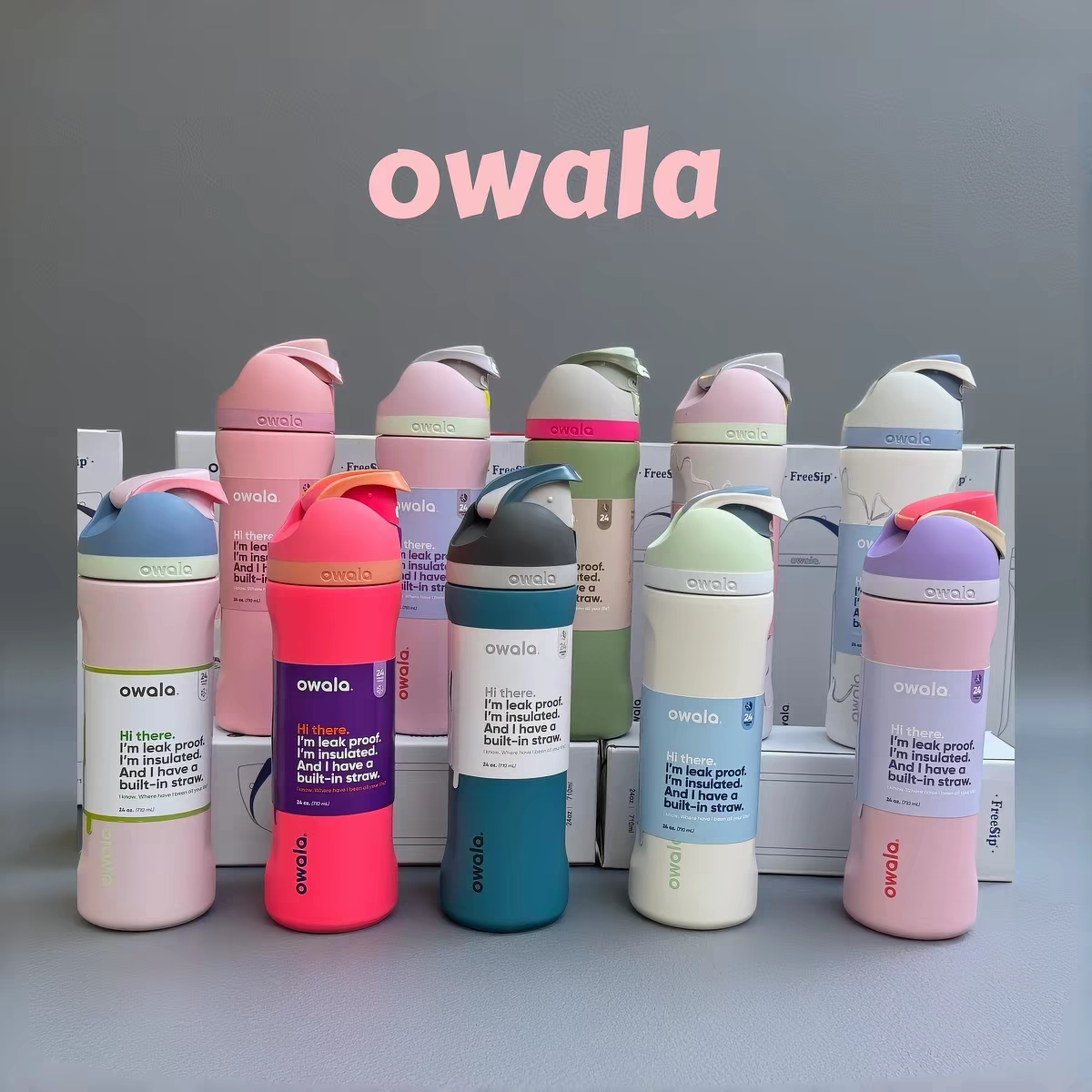 Owala保温杯FreeSip运动水杯双饮大容量吸管杯手提不锈钢保温杯