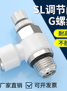 G螺纹SL气管接头节流阀调速阀SL4/6/8/10/12-M5 01 02 03 04气缸