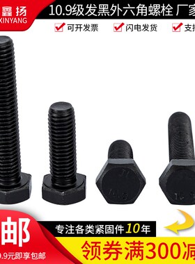 国标10.9级发黑外六角螺栓高强度螺丝螺钉M5M6M8M10M12M14M16M18