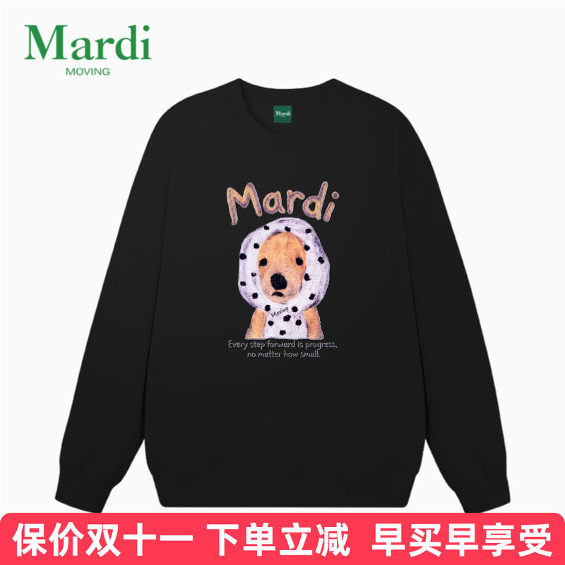 官方旗舰店MARDI MOVING韩国正品2026秋款印花套头圆领常规女卫衣