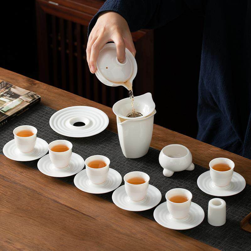 创意礼品茶具羊脂玉瓷整套功夫茶具套装陶瓷盖碗玻璃茶具泡茶杯子