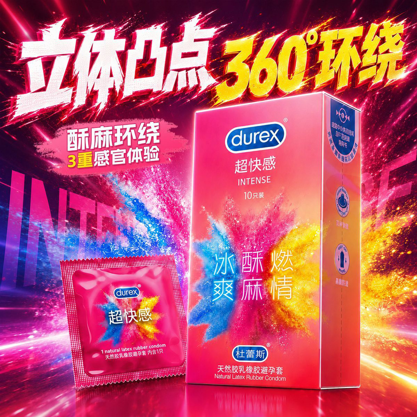 杜蕾斯超快感情趣凸点大颗粒避孕套安全套正品冰爽刺激酥麻高潮套