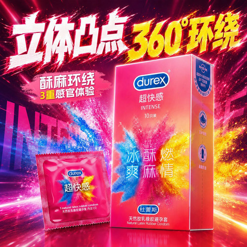 杜蕾斯超快感情趣凸点大颗粒避孕套安全套正品冰爽刺激酥麻高潮套