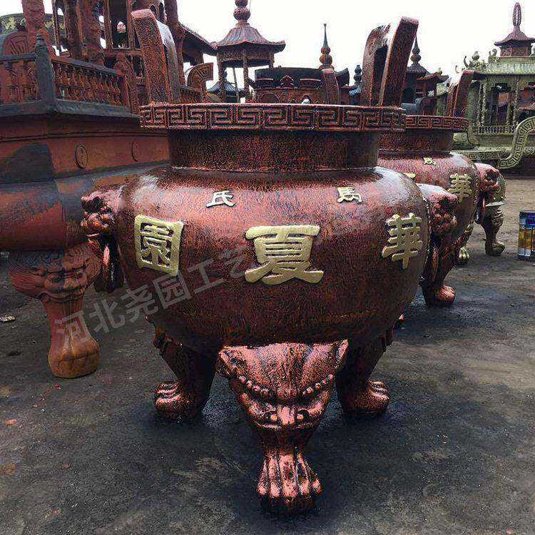 寺庙法器道观焚经炉宗祠铸铁圆形经炉陵园墓地六龙柱还愿烧纸炉
