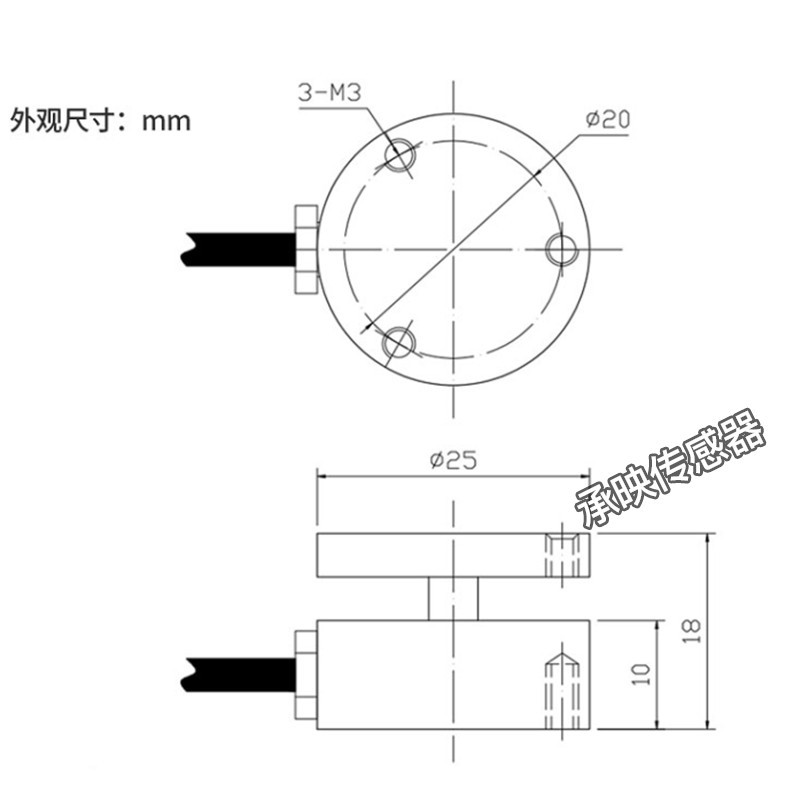 HZC-30B-10KG气缸压力传感器配套显示器测力称重重力传感器配仪表