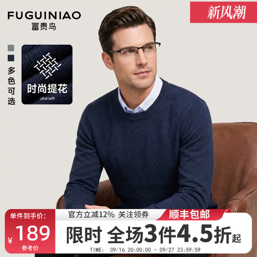 富贵鸟长袖保暖男士针织衫秋季