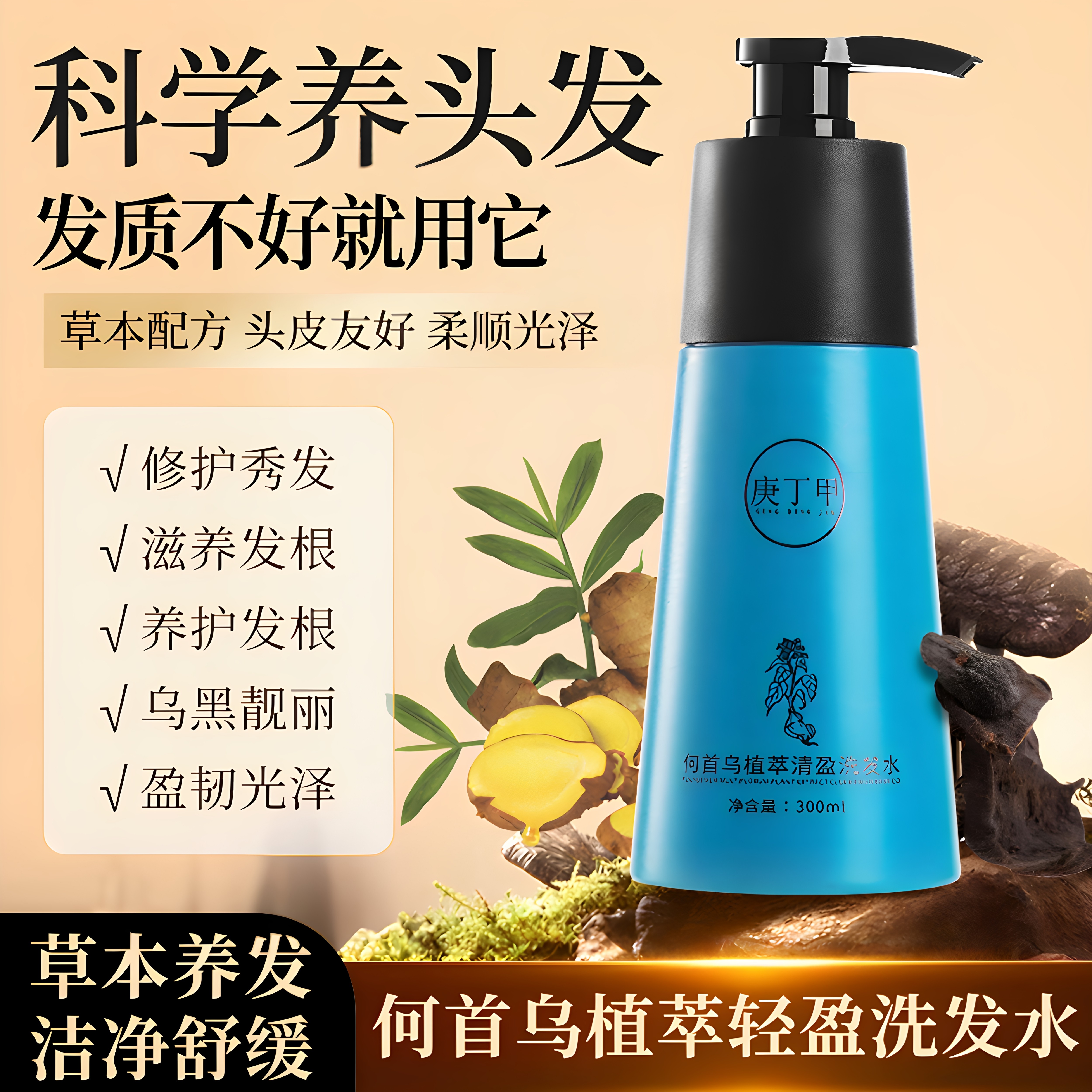 何首乌生姜防白去屑洗发水