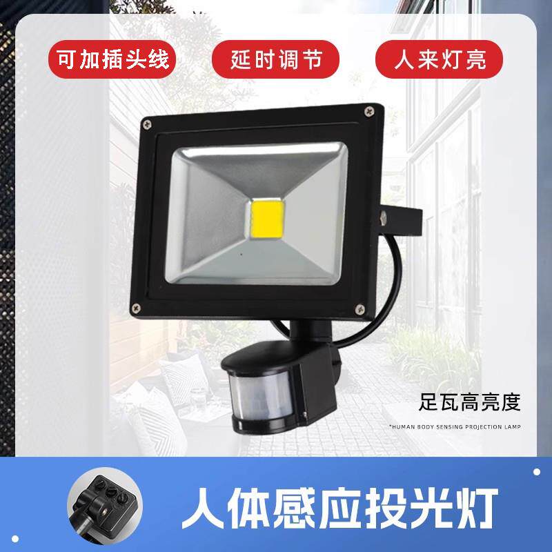110V LED智能人体雷达感应灯投光灯感应灯人来即亮户外防水感应灯