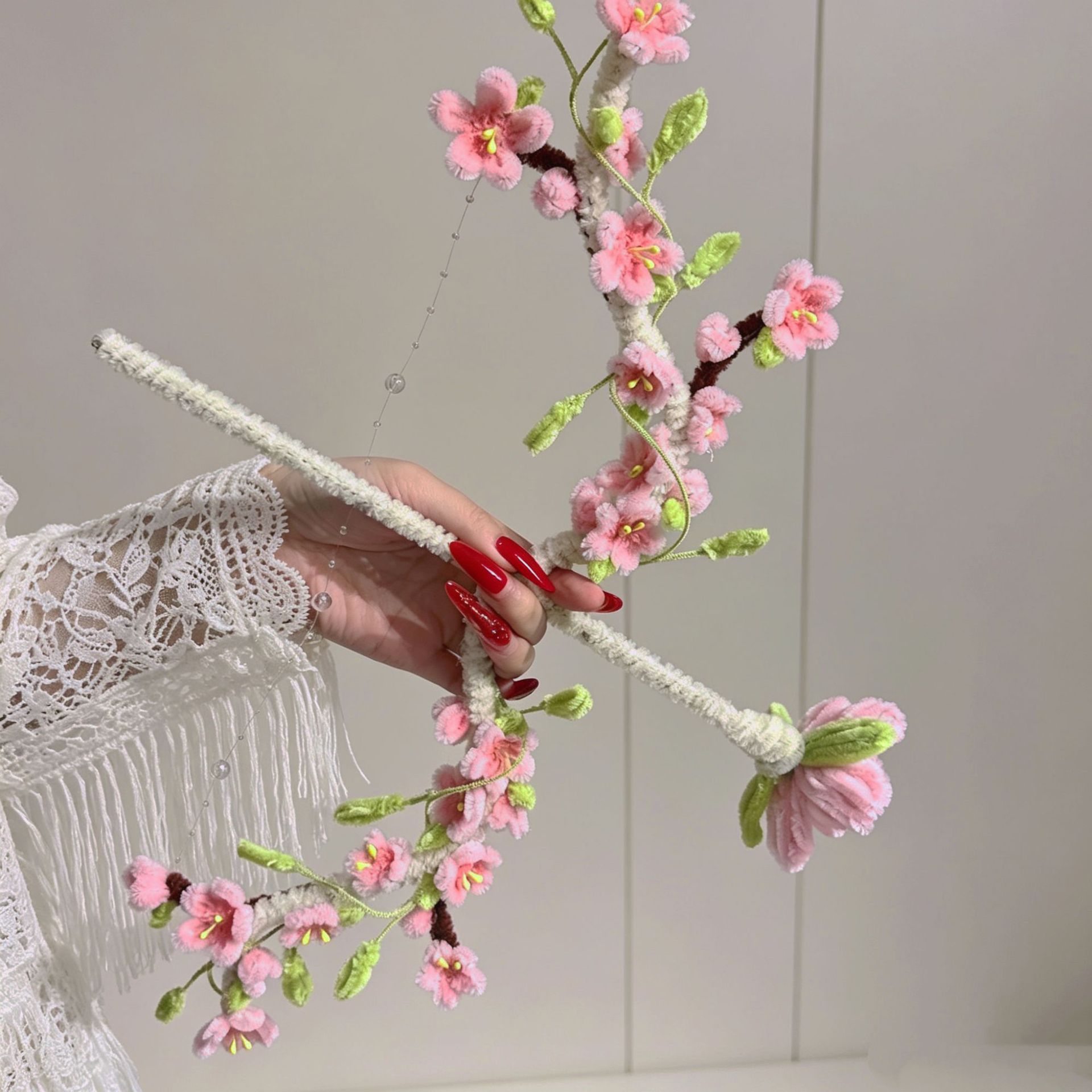 diy春日气息桃花弓鲜花弓扭扭棒手工DIY材料包