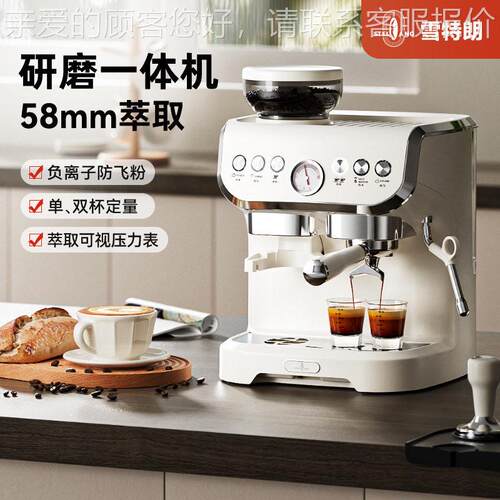 Stelang/雪特朗AC-517E咖啡机 意式全半自动家用小型奶泡研磨一体
