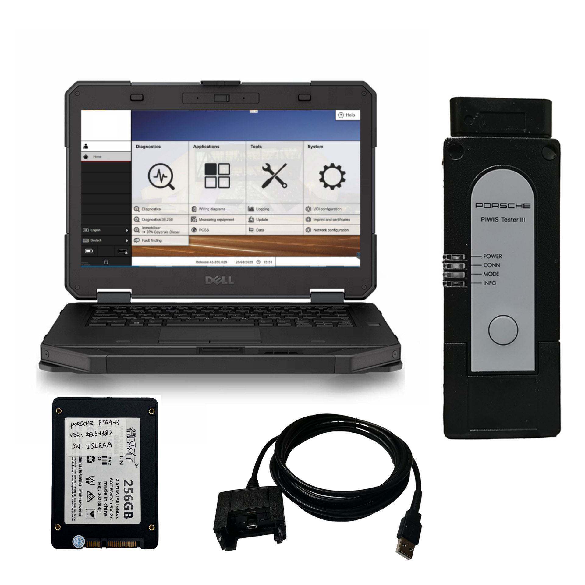 Piwis 4 PT4G V43.3+38.25带电脑适用于保时捷故障诊断仪扫描工具