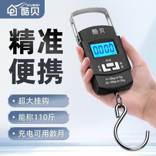 精准手提电子秤便携式小型充电家用称重器55kg钩称快递行李弹簧秤