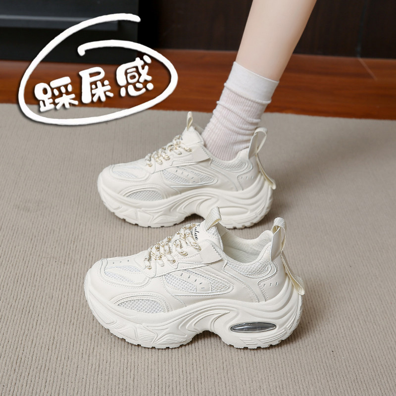 踩屎感厚底增高老爹鞋女款图片