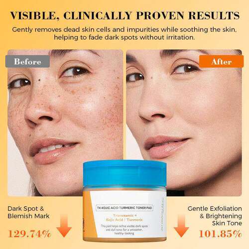 跨境曲酸姜黄棉片舒缓保湿  TX-KOJIC ACID TURMERIC TONER PAD