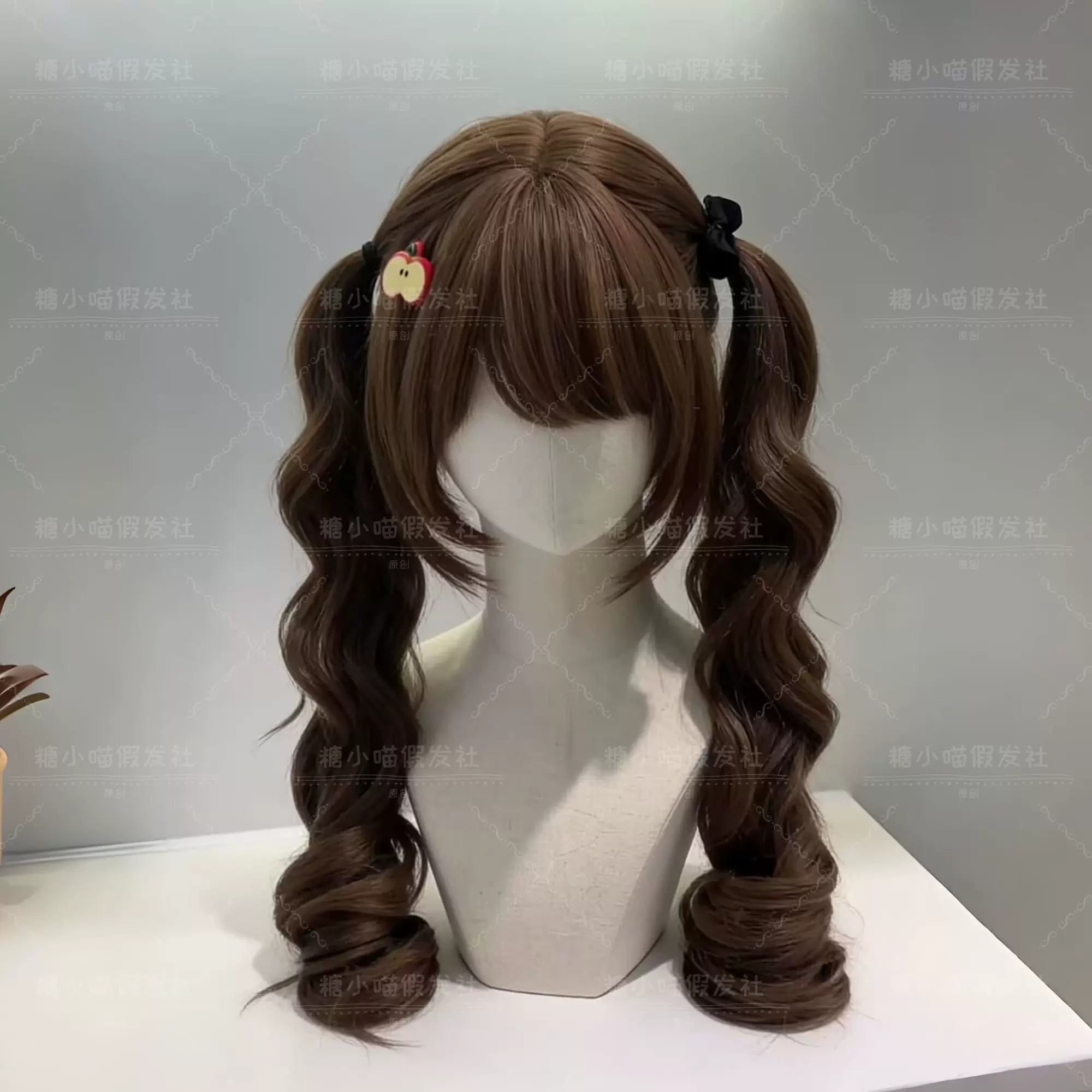 假发日系lolita罗马卷双马尾长卷发假发甜美日常少萝齐刘海假发套